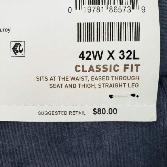 Haggar Corduroy Pants 42X32 Dusk Gray Classic Fit Stretch Expandable Waist NWT - Picture 12 of 12